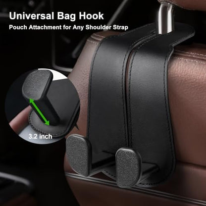 CoBak Extra Wide Car Seat Back Hooks, Premium Stitched Leather Headrest Hangers - Image 5