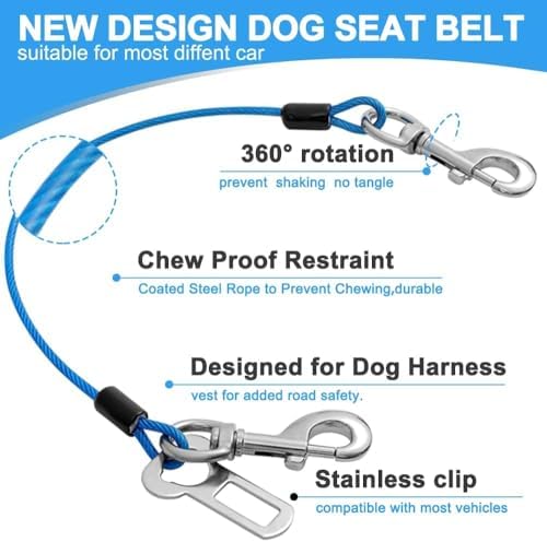 Dog Seat Belt Harness for Car, No Chew Tether Cable Vehicle Dogs Accessories - Image 5