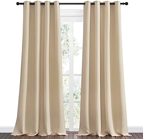 NICETOWN Bedroom Room Darkening Curtains, Biscotti Beige, 1 Pair, 55 inches by - Image 2