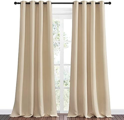 NICETOWN Bedroom Room Darkening Curtains, Biscotti Beige, 1 Pair, 55 inches by - Image 2