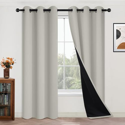Yakamok Cream Beige 100% Blackout Curtains 84 Inches Long 42" Wide 2 Panels by Yakamok