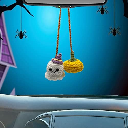 Halloween Outdoor Decorations Crochet Pumpkin and Ghost Car Decor - Image 7