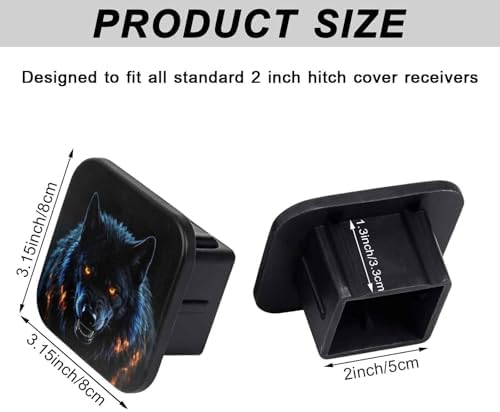 Glowing Black Wolf Tow Hitch Covers Heavy Duty Rubber Trailer Hitch Cover 2" - Image 2