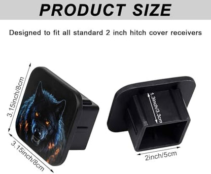 Glowing Black Wolf Tow Hitch Covers Heavy Duty Rubber Trailer Hitch Cover 2" - Image 2