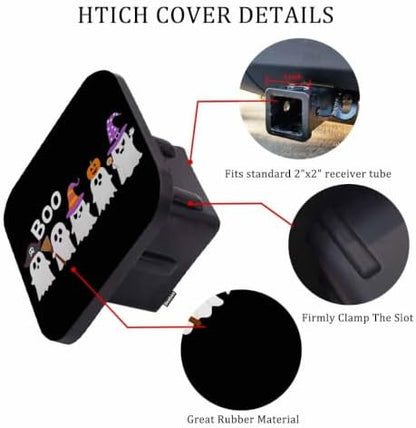 Hitch Receiver Cover Halloween, Cute Halloween Ghost Boo Fancy Hat 2" Compatible - Image 3