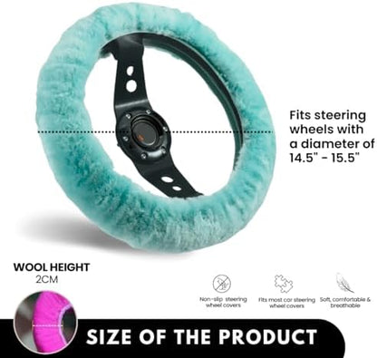 Andalus Brands Luxury Fluffy Car Steering Wheel Covers – Genuine Merino - Image 3