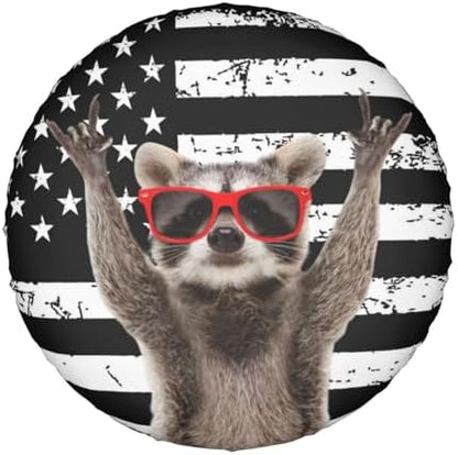 Spare Tire Covers for Trailers, Funny Raccoon Rock Flag USA Wheel Protectors - Image 7