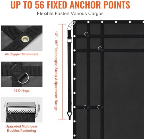 VEVOR Waterproof Cargo Net, 96 in x 81 in, Heavy Duty Truck Cargo Net- 700lbs - Image 3