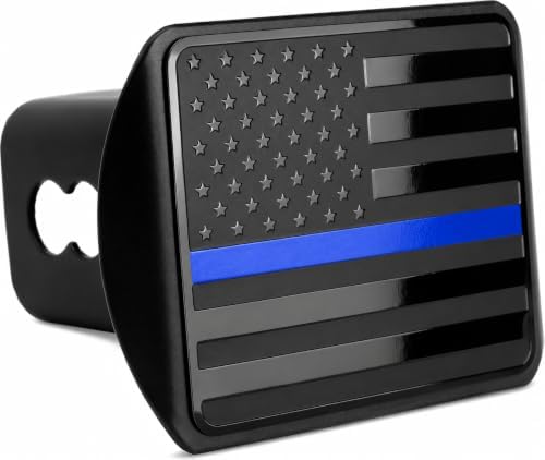 Black American Flag Stainless Steel Trailer Hitch Cover - Image 7