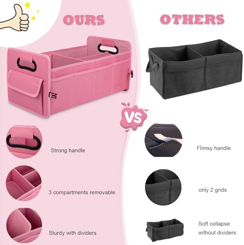 JiatuA Car Trunk Organizer, Collapsible Car Organizers and Storage Pink - Image 5