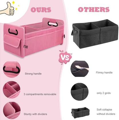 JiatuA Car Trunk Organizer, Collapsible Car Organizers and Storage Pink - Image 5