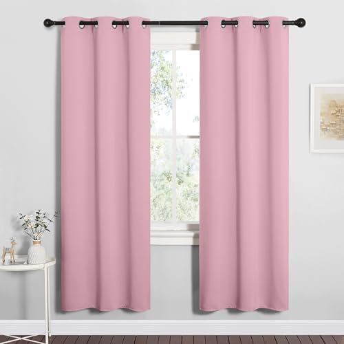 NICETOWN Bedroom Curtain Panels, 1 Pair, 34 by 72-inch, Crystal Pink by NICETOWN