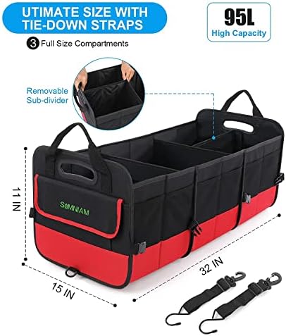 Simniam Large Trunk Organizer for Car, Foldable Multi Compartment Car Trunk - Image 3