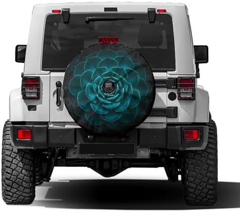 Delerain Spare Tire Cover with Backup Camera Hole Teal Cactus Wheel Covers by Delerain