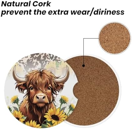 Highland Cow Car Cup Holder Coasters 2 Pack 2.63" - Image 6