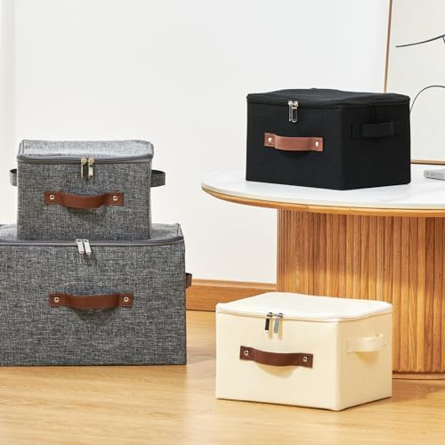 4PCS Storage Bins with Zipper Lids Decorative Lidded Basket Box - Image 5