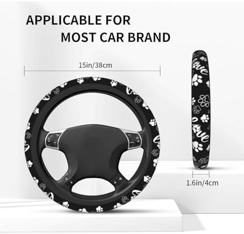 Dog Paw Print Steering Wheel Cover pet 15 Inch +2 Car Coasters - Image 2