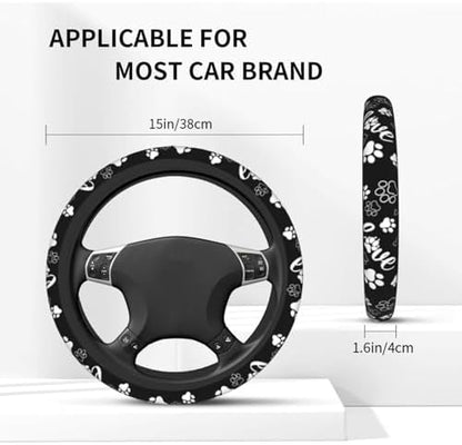 Dog Paw Print Steering Wheel Cover pet 15 Inch +2 Car Coasters - Image 2