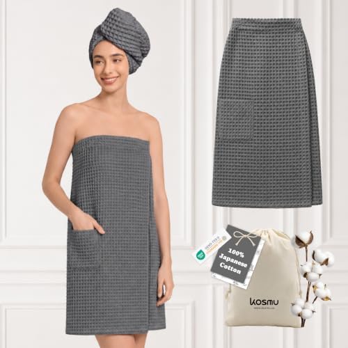 Luxury Organic Japanese Cotton Waffle Body Towel Wrap by KOSMU