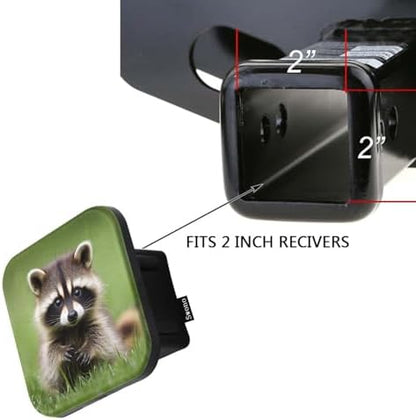 Swono Raccoon Rubber Hitch Tube Cover Animal Raccoon in Grass Meadow Soft - Image 3