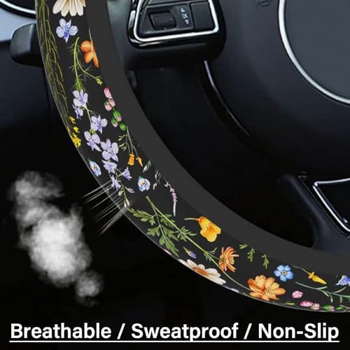 Car Steering Wheel Cover for Women Men, Cute Wildflower - Image 4