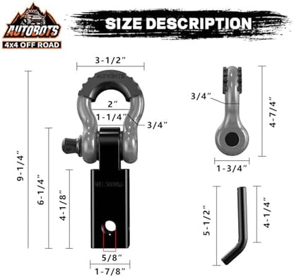 AUTOBOTS Tow Hitch Receiver 2" Shackle Hitch Receiver Gray - Image 4
