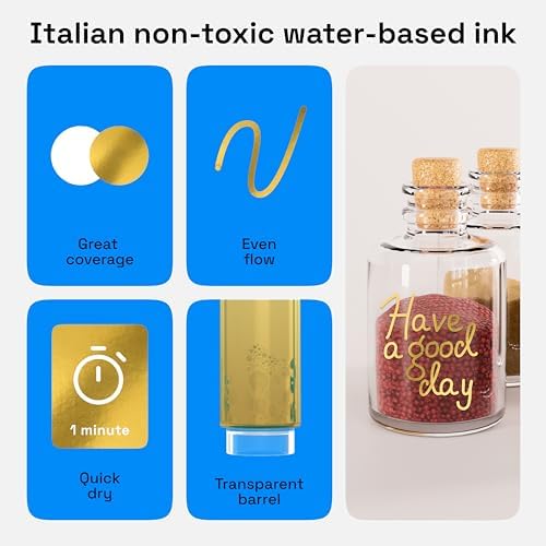 ARTISTRO Gold Acrylic Paint Markers - 3mm Medium-Tip - Set of 2 - Image 4