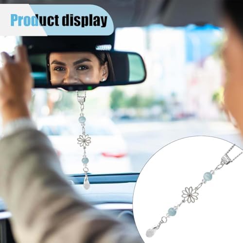 Flower Car Rear View Mirror Pendant, Bling Crystal Car Interior Decoration - Image 6