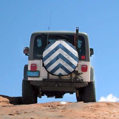 Heavy Duty Spare Tire Cover Blue and White Chevron Protectors Weatherproof - Image 5