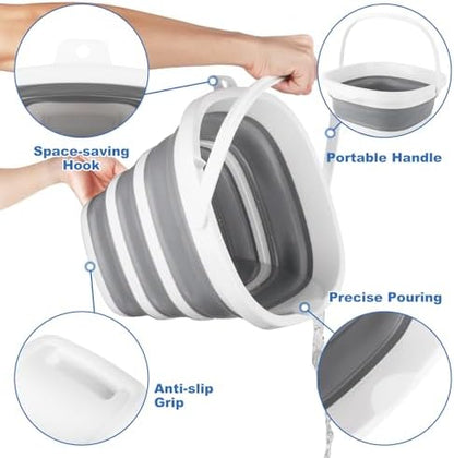 10L Collapsible Bucket for Cleaning, Portable Ice Bucket Water Pail for Space - Image 6