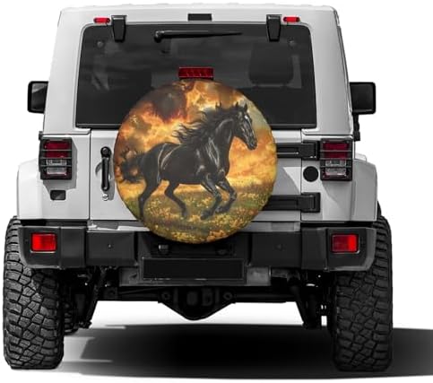 3D Horse Print Spare Tire Cover Dust-Proof Wheel Tire Cover Fit Trailer - Image 2