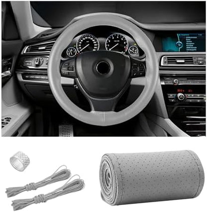 Ziciner Genuine Leather Steering Wheel Cover, Stitch on Wrap, Breathable by Ziciner