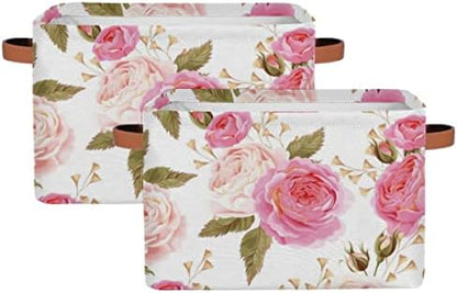 Pardick 2Pack Floral Flower Rose Large Collapsible Storage Bins by GzLeyigouHomeKitchen