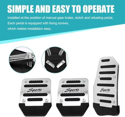 3 PCS Car Pedal Cover Set, Alloy Non-slip Brake Clutch Pedal Covers Kit - Image 4