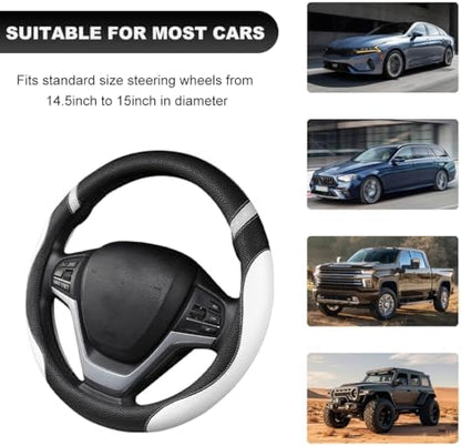Car Steering Wheel Cover, 15 Inch Premium Leather Breathable Non-Slip Wheels - Image 5