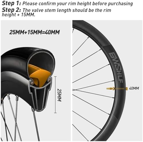 BWSHLF Tubeless Presta Valve Stem 40/44/55/60/65/80/100 mm, Super Light Alloy - Image 6