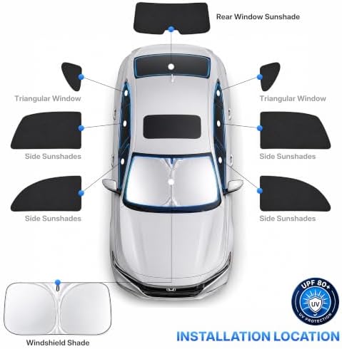 9PCS Car Window Shades for Toyota Highlander 2022-2025, Full Set Windshield - Image 6
