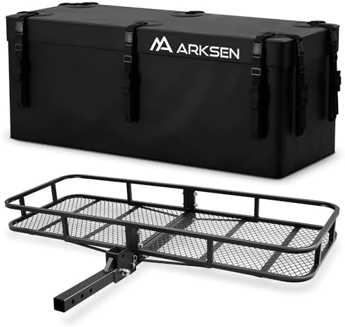 ARKSEN 60" x 23" x 5.5" Folding Hitch Cargo Carrier w/500D Waterproof Bag by ARKSEN