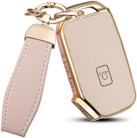 QBUC for KIA Key Fob Cover, Upper Leather + Soft TPU Key Case Shell by QBUC