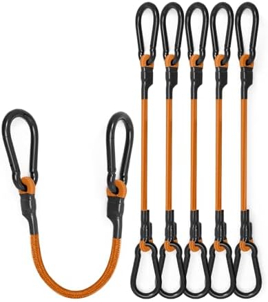 8 Pack 48" Carabiner Bungee Cords Heavy Duty Outdoor, 190 Lb Break Strength by LuckyStraps