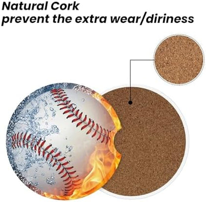 Baseball Water Fire Car Cup Holder Coasters 2 Pack 2.63" - Image 6
