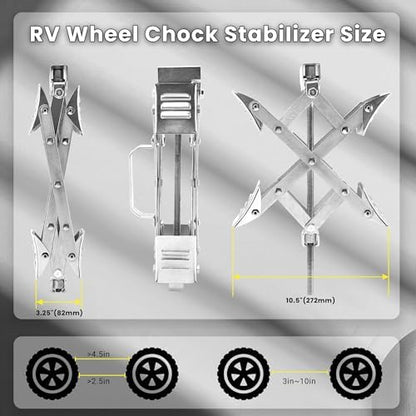 X-Shaped RV Wheel Chock Fit 3.25” to 10.5” Camper Wheel Chock Stabilizer Scissor - Image 2