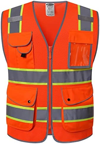JKSafety Safety Vest for Men Women Reflective Hi Vis JK100 Orange L by JKSafety