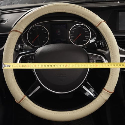 CAR PASS Line Rider Universal Fit Delux Leather Steering Wheel Cover, - Image 6