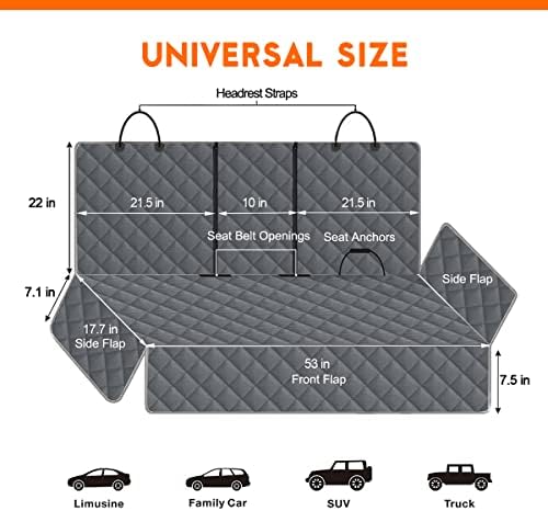 Yuntec Dog Car Cover for Back Seat Pet Car Seat Cover Protector - Image 3