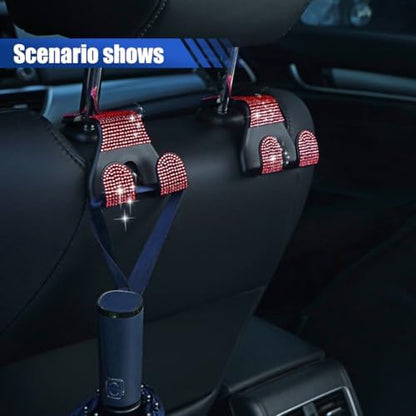 LAINLOY 2PCS Car Seat Headrest Hooks, Shiny Crystal Hanger Holder, Backseat - Image 6
