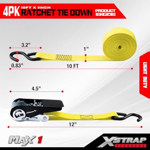 XSTRAP STANDARD 4-PK Ratchet Tie Down Straps - Image 3