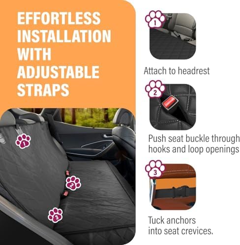 Active Pets Beige XL Dog Car Hammock Back Seat Cover, Waterproof Backseat Cover - Image 3