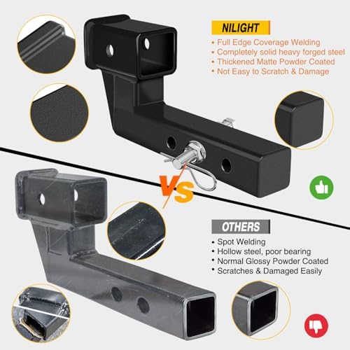 Nilight Trailer Hitch Extension 4 Inch Rise or Drop Extend 5" 7" 9" Length - Image 4