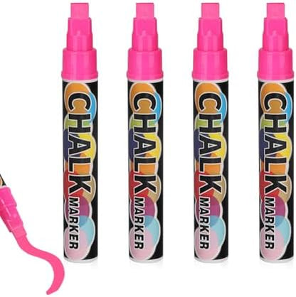4PCS Pink Jumbo Liquid Chalk Markers Erasable 10mm Reversible Tip by Unknown